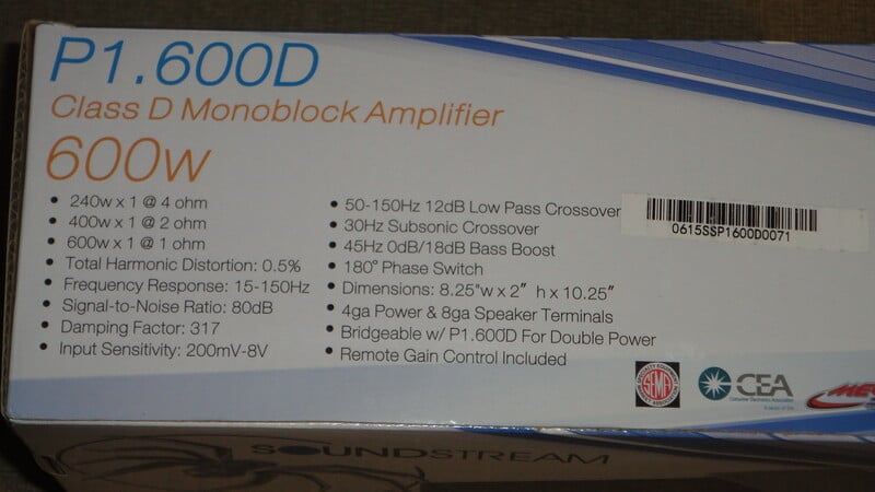 Photo 2 - Soundstream P1.600D mono D-class Audio Amplifier