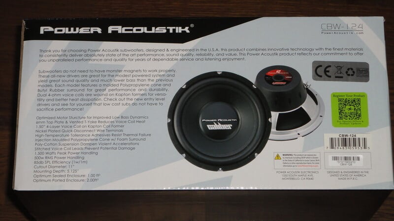 Photo 2 - Power Acoustik Caliber CBW-124 Subwoofer Speaker