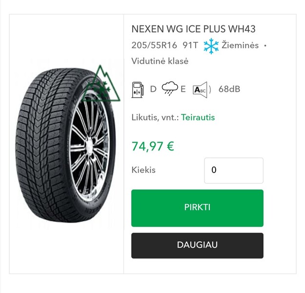 Nuotrauka 3 - Nexen WG Ice Plus WH43 R16 žieminės padangos lengviesiems