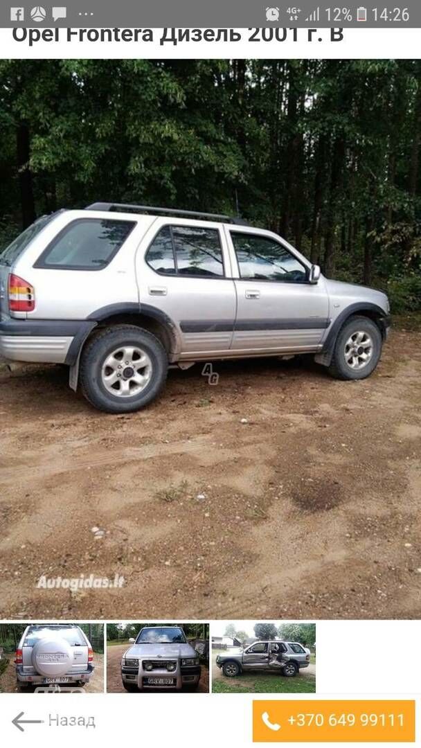 Opel Frontera B 2001 m dalys