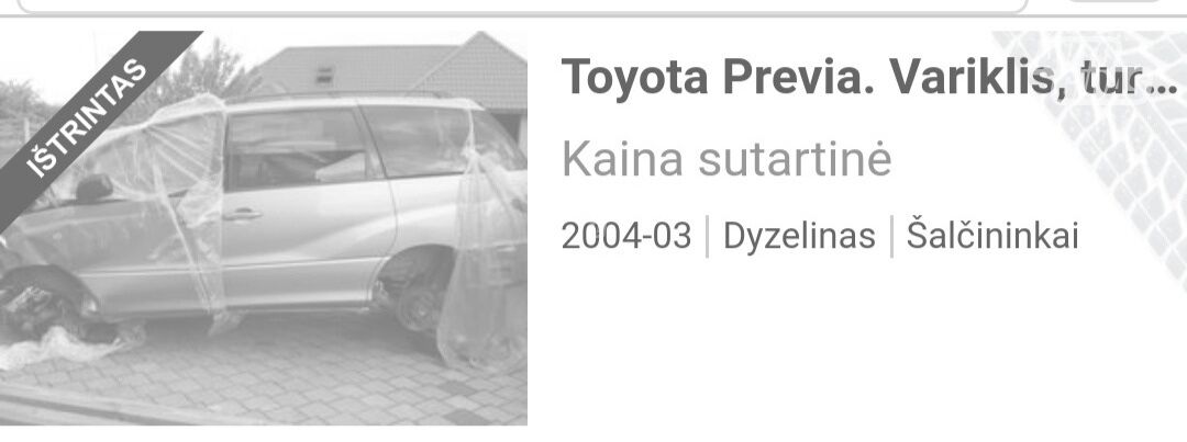 Toyota Previa 2005 m dalys
