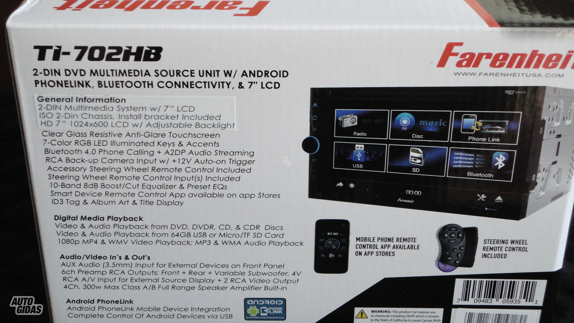 Farenheit Ti-702HB Android 7" Multimedia