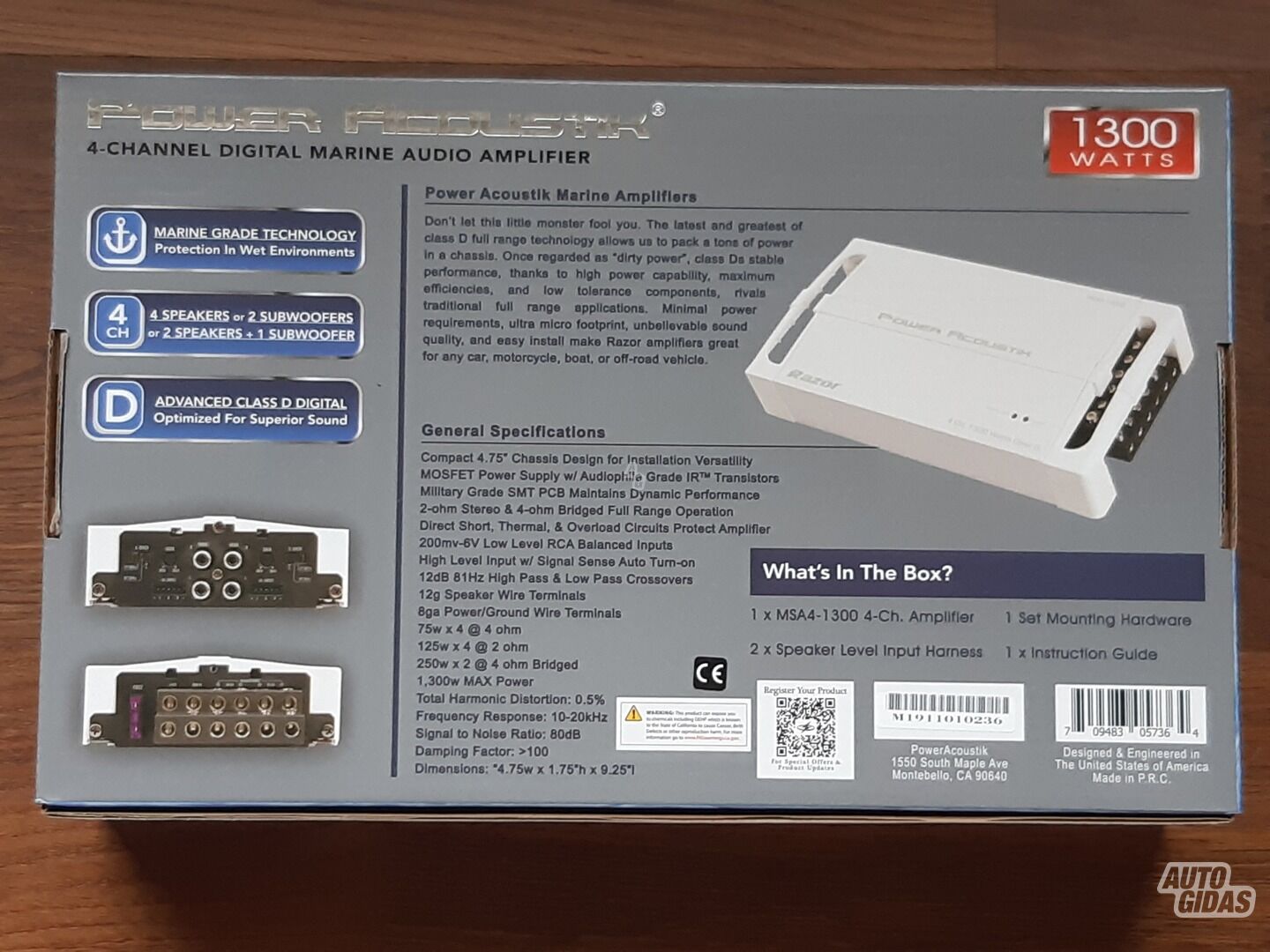 Power Acoustik MSA4-1300D Audio Amplifier