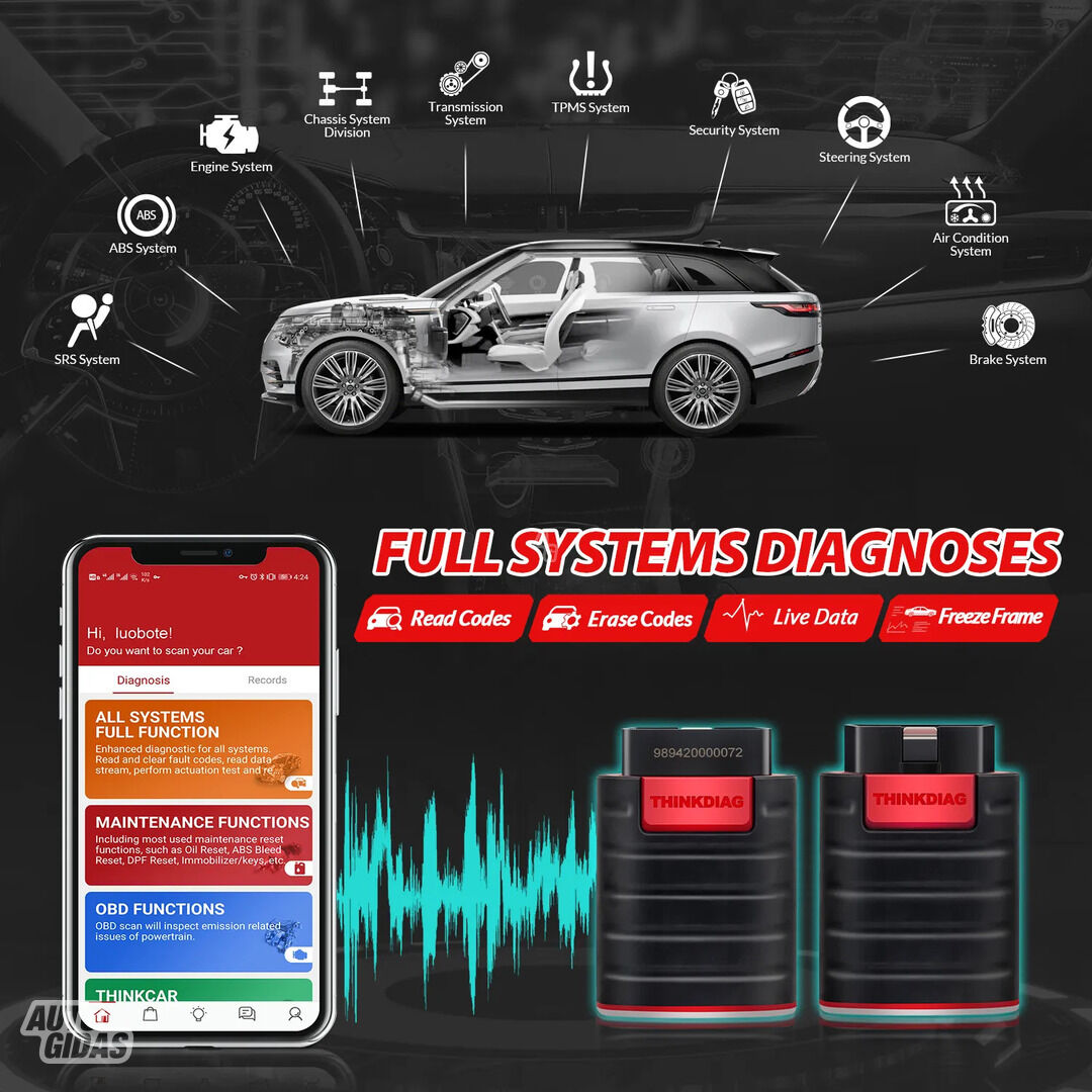 Auto diagnostic equipment thinkdiag universali diagnostine iranga