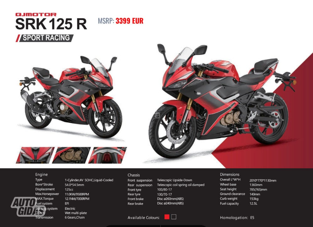 QJMOTOR SRK 125R 2025 m Sportinis / Superbike motociklas