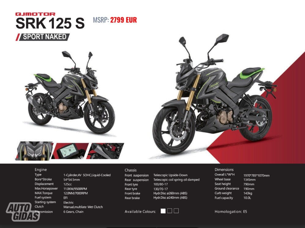 QJMOTOR SRK 125S 2025 y Classical / Streetbike motorcycle