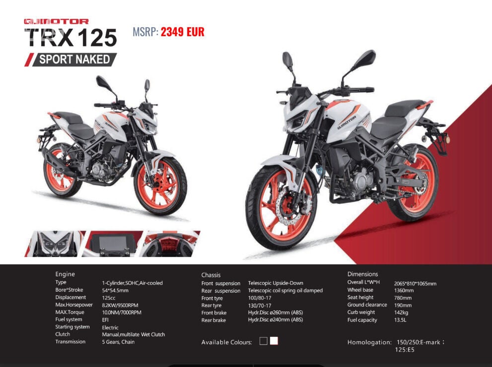 QJMOTOR TRX 125 2025 m Klasikinis / Streetbike motociklas